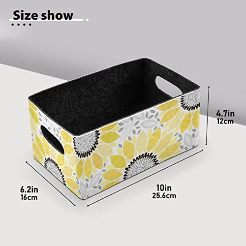 Sunflowers Floral Storage Basket Felt Storage Bin Collapsible Towel Storage Empty Gift Baskets Organizer for Kids Bedroom Magazine