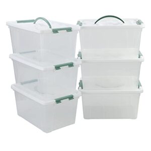 utiao 12 quart clear plastic bin with lid, latching storage box, 6 packs