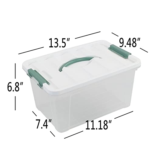 Utiao 12 Quart Clear Plastic Bin with Lid, Latching Storage Box, 6 Packs