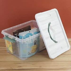 Utiao 12 Quart Clear Plastic Bin with Lid, Latching Storage Box, 6 Packs