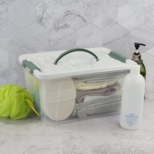 Utiao 12 Quart Clear Plastic Bin with Lid, Latching Storage Box, 6 Packs