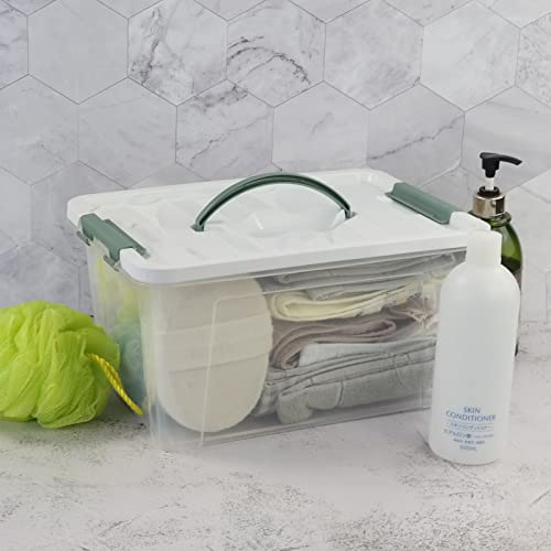 Utiao 12 Quart Clear Plastic Bin with Lid, Latching Storage Box, 6 Packs