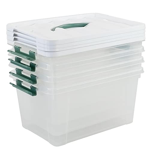 Utiao 12 Quart Clear Plastic Bin with Lid, Latching Storage Box, 6 Packs