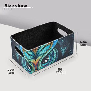 Owl Tribal Ornament Storage Basket Felt Storage Bin Collapsible Toy Bins Decorative Baskets Organizer for Kids Bedroom Magazine