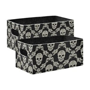 skulls storage basket felt storage bin collapsible towel storage convenient box organizer for kids bedroom magazine