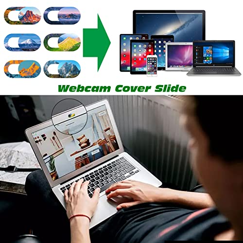 SOKTDO Webcam Cover, 0.023inch Ultra-Thin Laptop Camera Cover Slide, 6 Pack Computer Camera Cover Slide for MacBook Air/IPad/PC/Phone, Protect Privacy and Security