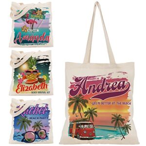 personalized beach canvas tote bags gifts for girls - 8 design & 2 text line - 15"x16" custom shoulder aloha summer bag gift for women - customizable grocery bag custom large totes bag for holiday c2