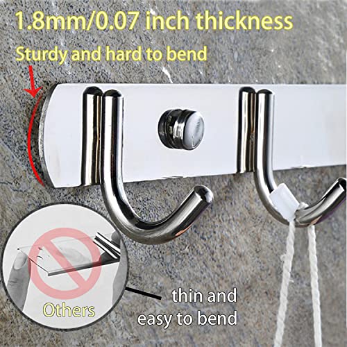 RAYCLOUD Hook Rack Wall Mounted 2 Pack, Heavy Duty Coat Hooks 304 Stainless Steel Metal Hook Hardware Rail for Coat Hat Towel Purse Key