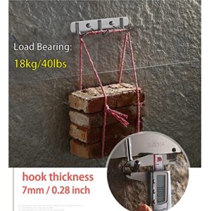 RAYCLOUD Hook Rack Wall Mounted 2 Pack, Heavy Duty Coat Hooks 304 Stainless Steel Metal Hook Hardware Rail for Coat Hat Towel Purse Key