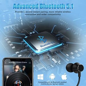 Muitune Bluetooth Earbuds 120 Hours Extra Long Playback with Microphone Headset, i35 Balanced Armature Drivers Stereo in Ear Wireless Ear Buds, Waterproof Workout Neckband Headphones (Black)