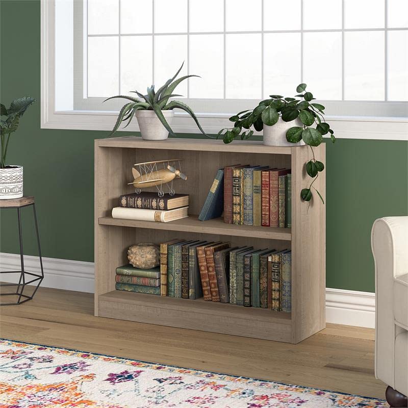 Bush Furniture Universal Small 2 Shelf Bookcase in Ash Gray