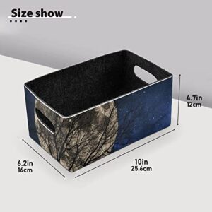 Moon Trees Starry Sky Storage Basket Felt Storage Bin Collapsible Towel Storage Toy Storage Box Organizer for Kids Bedroom Magazine