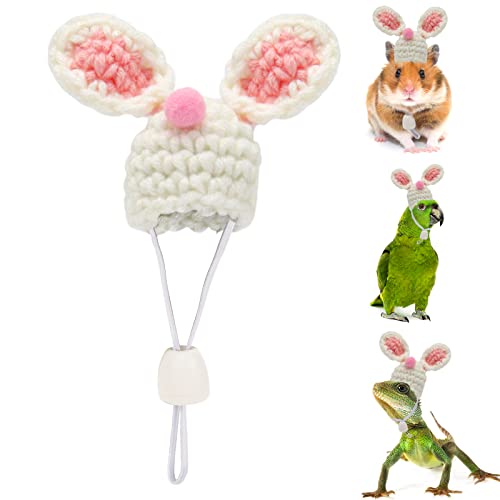 Cute Pet Mini Hat, Boyistar Small Animals Hand Knitted Hat for Hamsters Adjustable Elastic Strap Pet Funny Hat for Snakes, Guinea Pig, Lizards, Repiles Party Hat Small Animal Costume Accessories