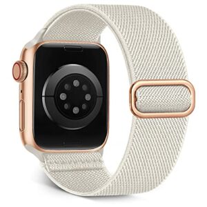 stretchy nylon solo loop band compatible with apple watch bands 38mm 40mm 41mm 42mm 44mm 45mm,braided sport elastic strap wristbands for iwatch apple watch series 8 7 6 se 5 4 3 2 women men starlight