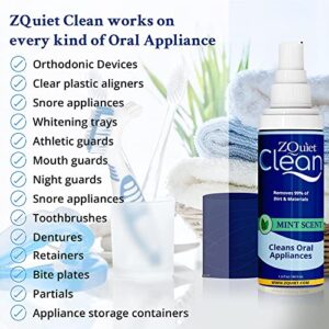 ZQuiet Clean Foaming Oral Device Cleaner (1.5oz. Bottle), Chlorine-Free, Cleans in 60 Seconds, Fresh Mint Scent, Travel-Size, TSA-compliant, 30-Day Supply