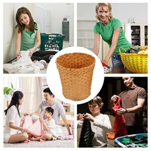 DOITOOL Woven Basket Waste Basket Woven- Small Natural Paper Wicker Laundry Baskets- Bathroom Trash Can Kitchen Trash Can for Home Offices Laundry Garages Atelier （ Khaki ） Seagrass Basket