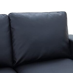 GLORHOME Love Seat Modern Style Couch Soft Sofa PU Leather Loveseat for Living Room, Home, Office, Black