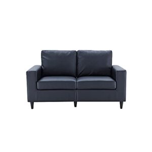 GLORHOME Love Seat Modern Style Couch Soft Sofa PU Leather Loveseat for Living Room, Home, Office, Black