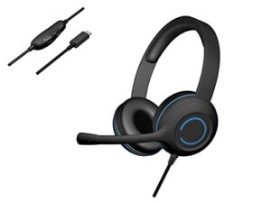cyber acoustics stereo usb-c headset (ac-5014) for pc & mac, in-line controls for volume and mic mute, noise-canceling mic with adjustable boom, perfect for classrooms or home