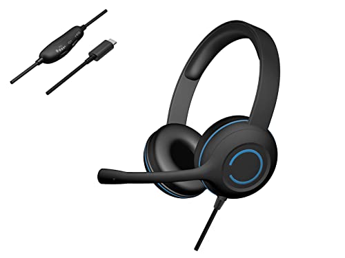 Cyber Acoustics Stereo USB-C Headset (AC-5014) for PC & Mac, in-line Controls for Volume and Mic Mute, Noise-Canceling Mic with Adjustable Boom, Perfect for Classrooms or Home