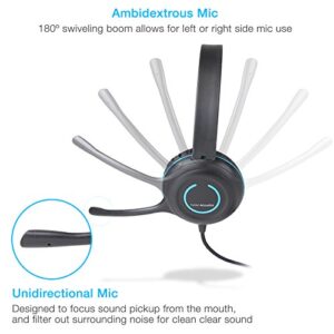 Cyber Acoustics Stereo USB-C Headset (AC-5014) for PC & Mac, in-line Controls for Volume and Mic Mute, Noise-Canceling Mic with Adjustable Boom, Perfect for Classrooms or Home