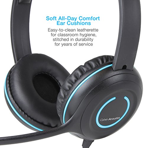 Cyber Acoustics Stereo USB-C Headset (AC-5014) for PC & Mac, in-line Controls for Volume and Mic Mute, Noise-Canceling Mic with Adjustable Boom, Perfect for Classrooms or Home