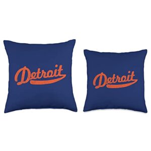 Merch MI Detroit Baseball Gifts Apparel Tees Distressed Baseball Stuff Vintage Detroit Throw Pillow, 18x18, Multicolor