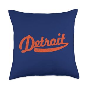 merch mi detroit baseball gifts apparel tees distressed baseball stuff vintage detroit throw pillow, 18x18, multicolor