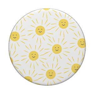 Smiling Sun Pattern Cute Happy Sunny Face Nature Cartoon PopSockets Swappable PopGrip