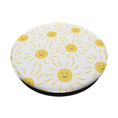 Smiling Sun Pattern Cute Happy Sunny Face Nature Cartoon PopSockets Swappable PopGrip