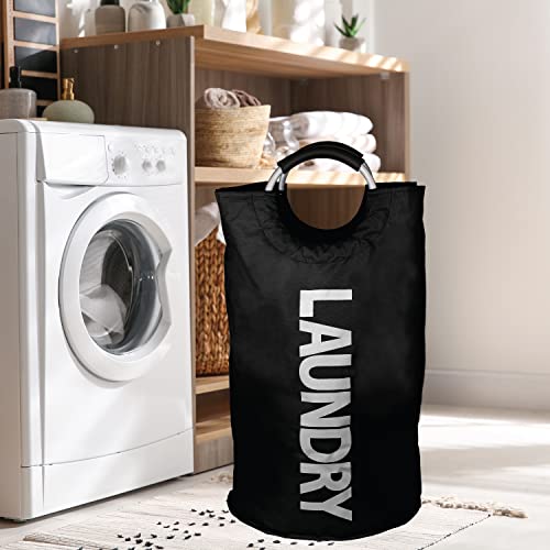 BROOKSTONE, Large Laundry Hamper with Handles, Perfectly Sized at 28” X 15”, Foldable Travel Laundry Bag for Dirty Clothes, Laundry Basket for Dorms and Bedrooms