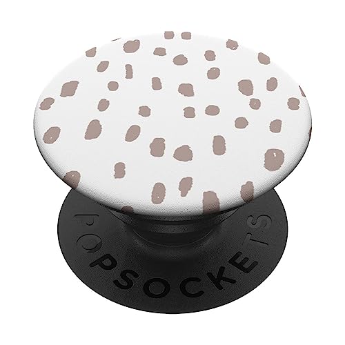 Minimal Neutral Tan White Dalmatian Pattern Boho Aesthetic PopSockets Swappable PopGrip