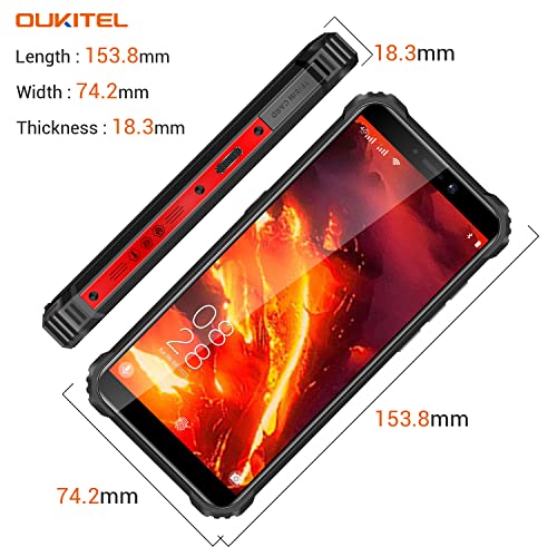 OUKITEL WP5 Pro Rugged Unlocked Smartphone, 5.5''HD+ Screen, 8000mAh Battery Rugged Cell Phone, 4GB+64GB Android, IP68 Waterproof 4G LTE Dual Cellphone, Face ID Fingerprint GPS