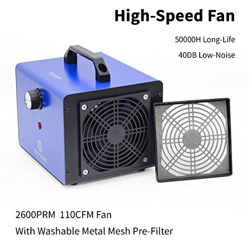 Ozone Generator 22000 mg/h - Ozone Machine Ionizer & O3 Deodorizer for Home, Basement, Smoke, and Pet Room. (Blue)