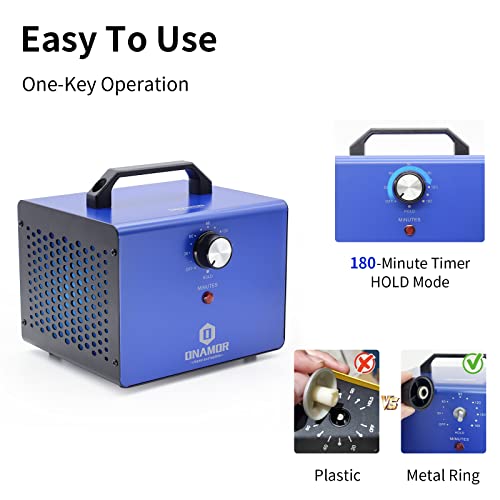 Ozone Generator 22000 mg/h - Ozone Machine Ionizer & O3 Deodorizer for Home, Basement, Smoke, and Pet Room. (Blue)