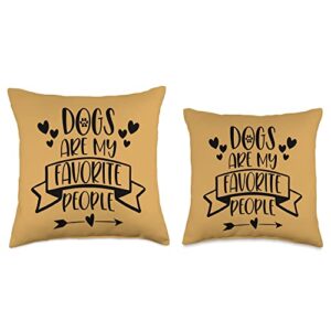 Dog Lover Favorite People Funny Heart Love Dogs are My Favorite People Throw Pillow, 18x18, Multicolor