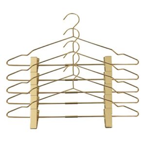 n/a 5pcs metal trouser hanger for trousers socks & skirts hanging rack space-saving clothes hangers clothing storage (color : gold)