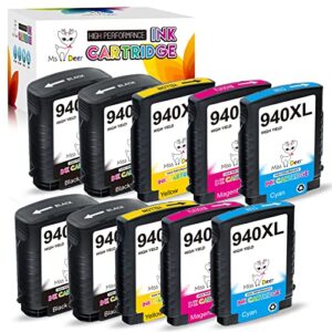 ms deer upgraded compatible 940 ink cartridges replacement for hp 940xl 940 xl combo pack for officejet pro 8500 8500a a909a 8000 a809a a910a printer (4 black, 2 cyan, 2 magenta, 2 yellow) 10-pack