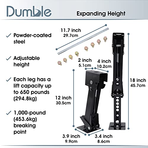 Dumble RV Stabilizer Jacks - 4pk Attachable Telescoping Travel Trailer Jack Stabilizer Stands and Jack Rod