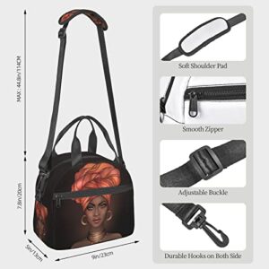 African American Black Woman Lunch Bag Reusable Insulated Lunch Tote Bag Lunchbox Container With Adjustable Shoulder Strap For Office Work School Picnic Travel