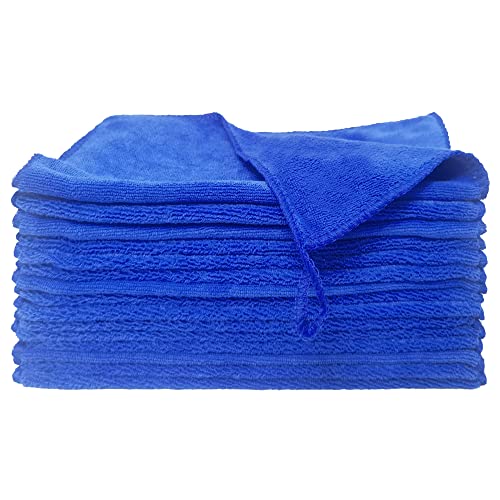 CHITALU Nanoscale Glass Window Cleaning Cloths - Washable and Reusable Large Streak Free Mirror Microfiber Coral Fleece Drying Towels for House, Car and Polishing (12"x12" - 15 Pack - Blue)