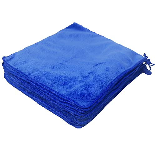 CHITALU Nanoscale Glass Window Cleaning Cloths - Washable and Reusable Large Streak Free Mirror Microfiber Coral Fleece Drying Towels for House, Car and Polishing (12"x12" - 15 Pack - Blue)