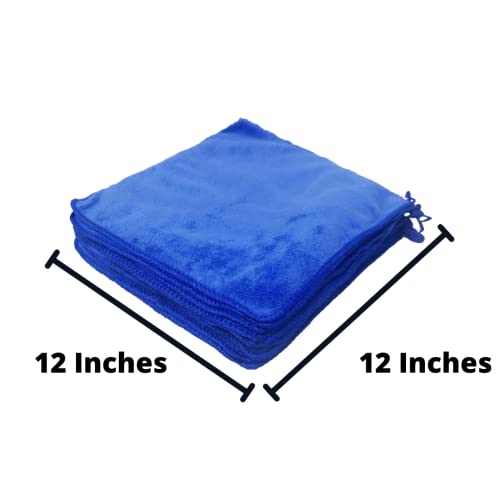 CHITALU Nanoscale Glass Window Cleaning Cloths - Washable and Reusable Large Streak Free Mirror Microfiber Coral Fleece Drying Towels for House, Car and Polishing (12"x12" - 15 Pack - Blue)