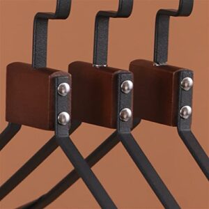 N/A Iron Wood Hanger Wooden Metal Set Household Iron Wide Shoulder Hanger Beech Wardrobe Clothes Hanger (Color : Black, Size : 45x25.5cm)