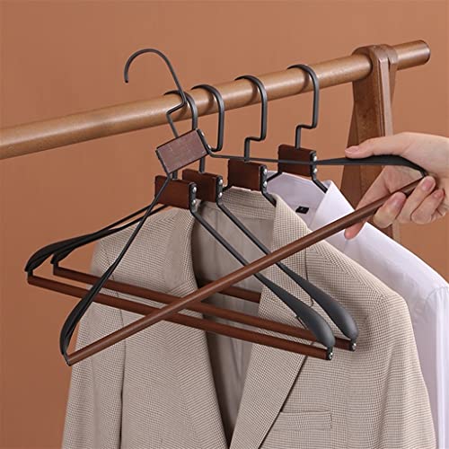 N/A Iron Wood Hanger Wooden Metal Set Household Iron Wide Shoulder Hanger Beech Wardrobe Clothes Hanger (Color : Black, Size : 45x25.5cm)