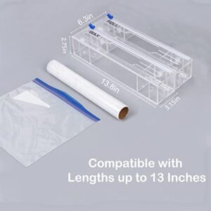 LAMPTOP Foil and Plastic Wrap Organizer, 2 in 1 Plastic Wrap Dispenser With Cutter, Aluminum Foil Organization and Storage, Tin Foil Organizer for Drawer, Compatible with 13" Roll (Upgrade)