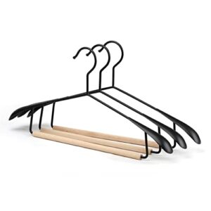 n/a wooden hangers metal suit hangers wide shoulders and trousers bar hangers wardrobes storage racks (color : black, size : 28 * 21cm)