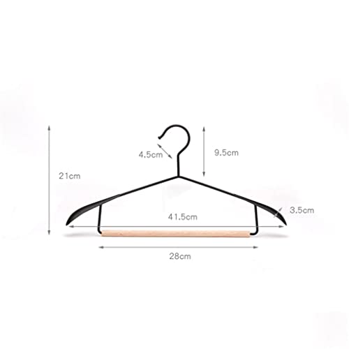 N/A Wooden Hangers Metal Suit Hangers Wide Shoulders and Trousers bar Hangers Wardrobes Storage Racks (Color : Black, Size : 28 * 21cm)