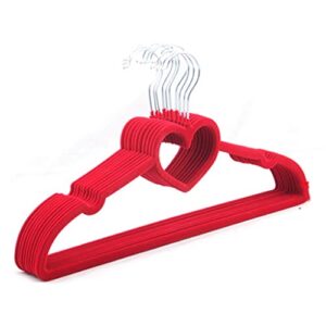 n/a 10 pieces colorful velvet clothes hangers loving heart velvet coat hanger non-slip heart-shaped multifunction hangers (color : red)