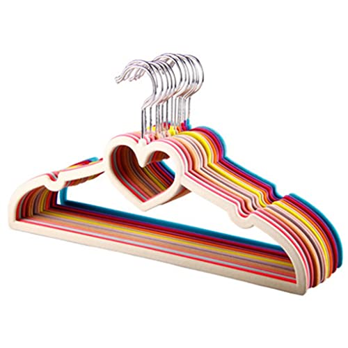 N/A 10 Pieces Colorful Velvet Clothes Hangers Loving Heart Velvet Coat Hanger Non-Slip Heart-Shaped Multifunction Hangers (Color : Red)